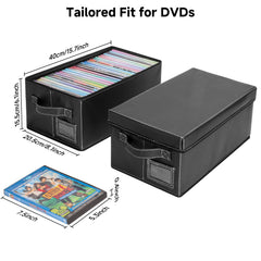 Yoyobubu black faux leather organizer highlights label slot and 25-DVD capacity.