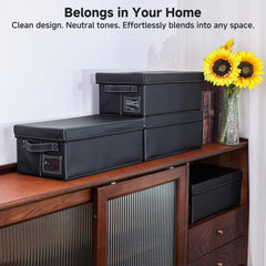 yoyobubu DVD storage box on a shelf showing 25 standard cases neatly organized.