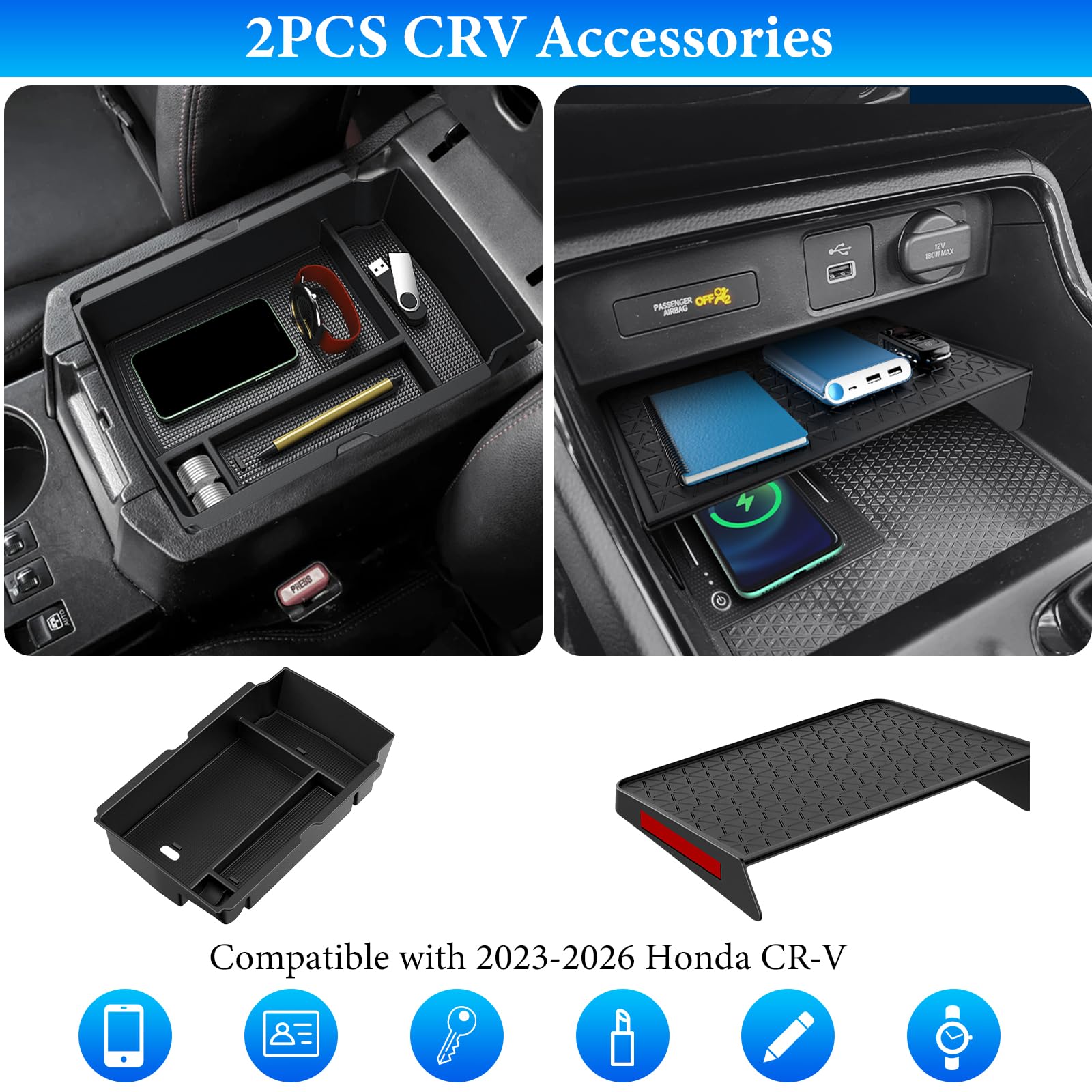 YPHUIKI armrest tray for CR-V 2023-2026 enhances storage while reducing clutter.