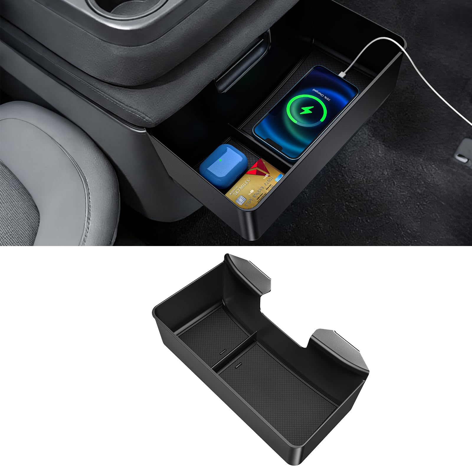 YPHUIKI center console organizer installed in Silverado/Sierra 1500 for quick-access storage