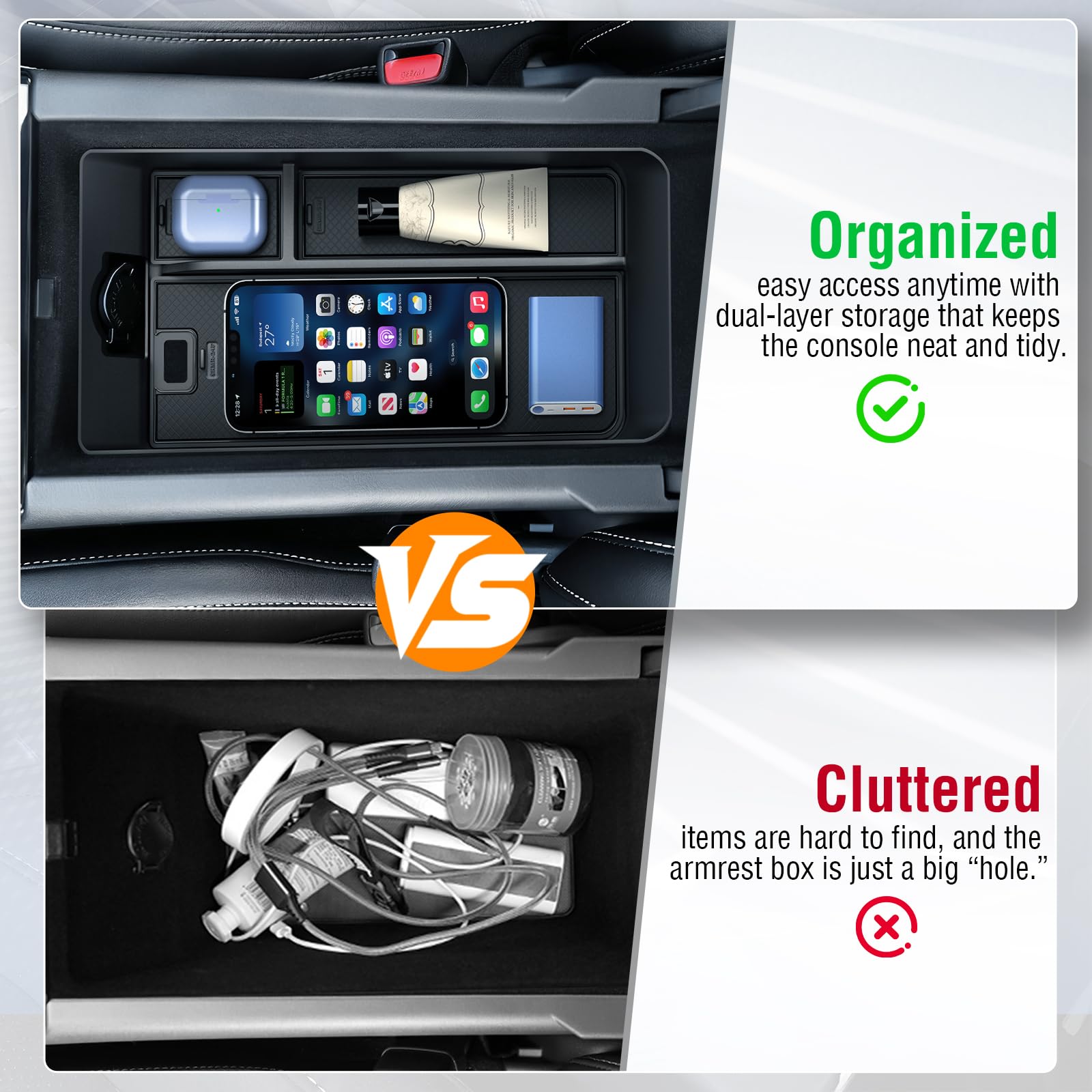 YPHUIKI premium ABS tray is sturdy and odor-free for a clean cabin.