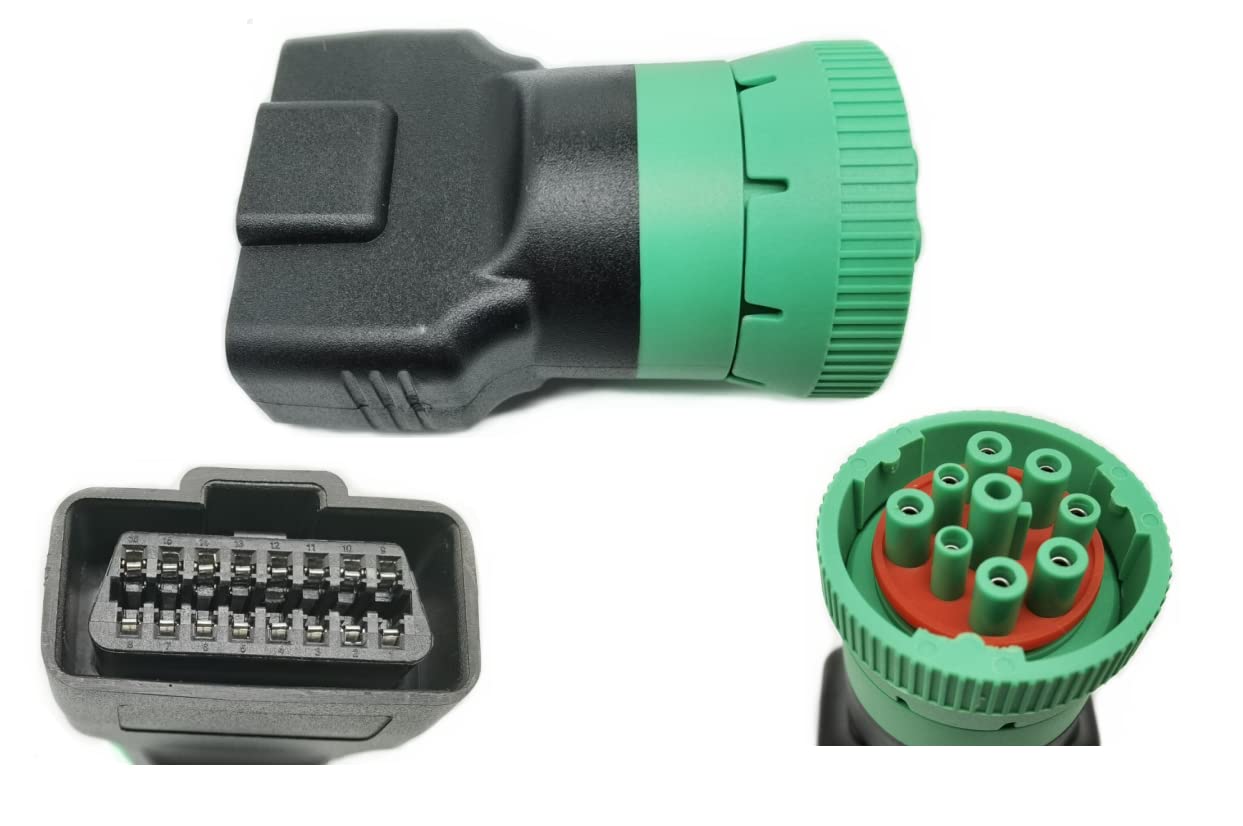 YPP Type 2 green adapter converts J1939 to OBD2 for fleets