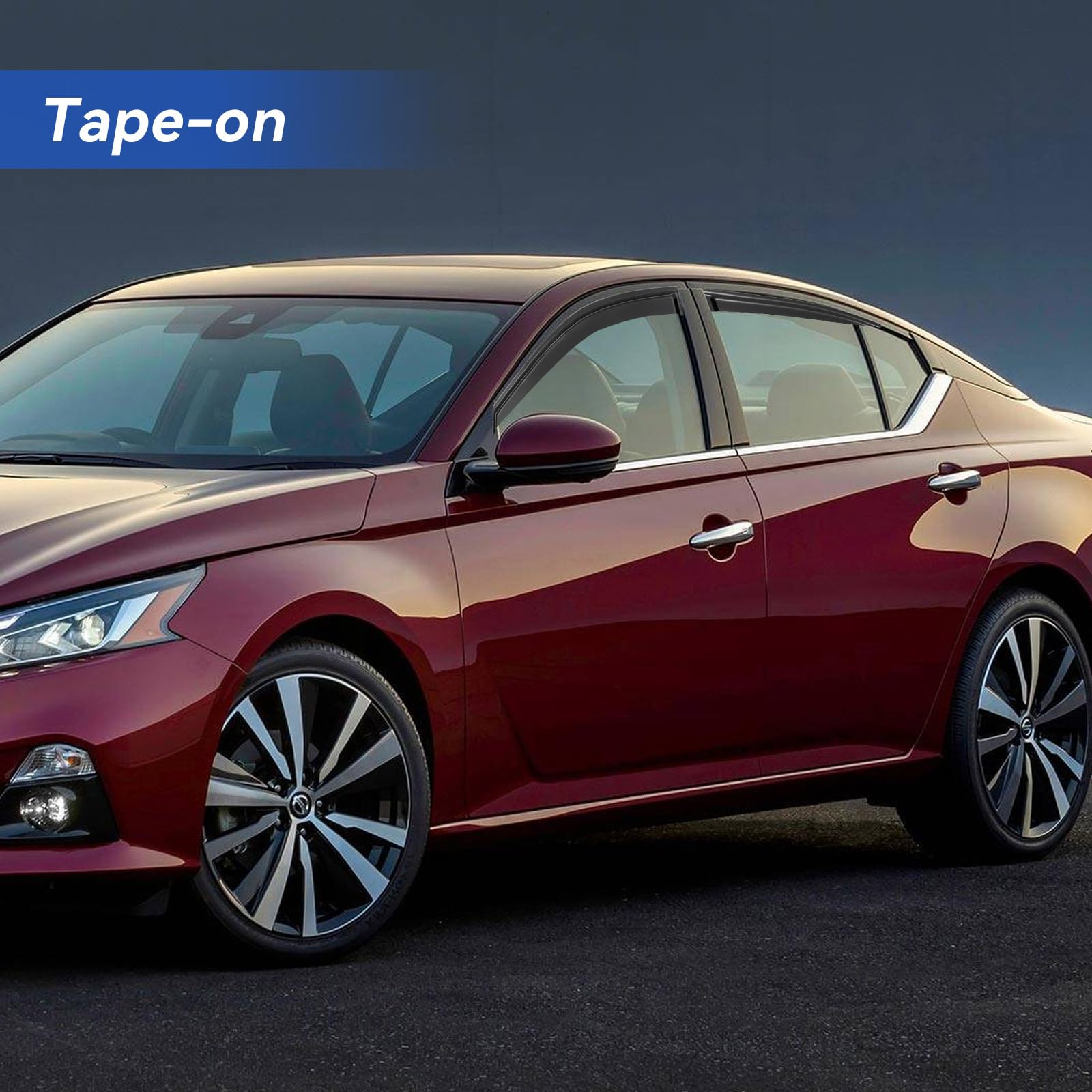 YQAUTEC Altima window visors packaging highlights simple outside-mount installation