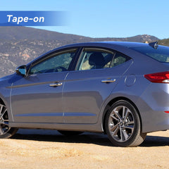 YQAUTEC Elantra window visor rear-left view reduces wind noise during open-window cruising.