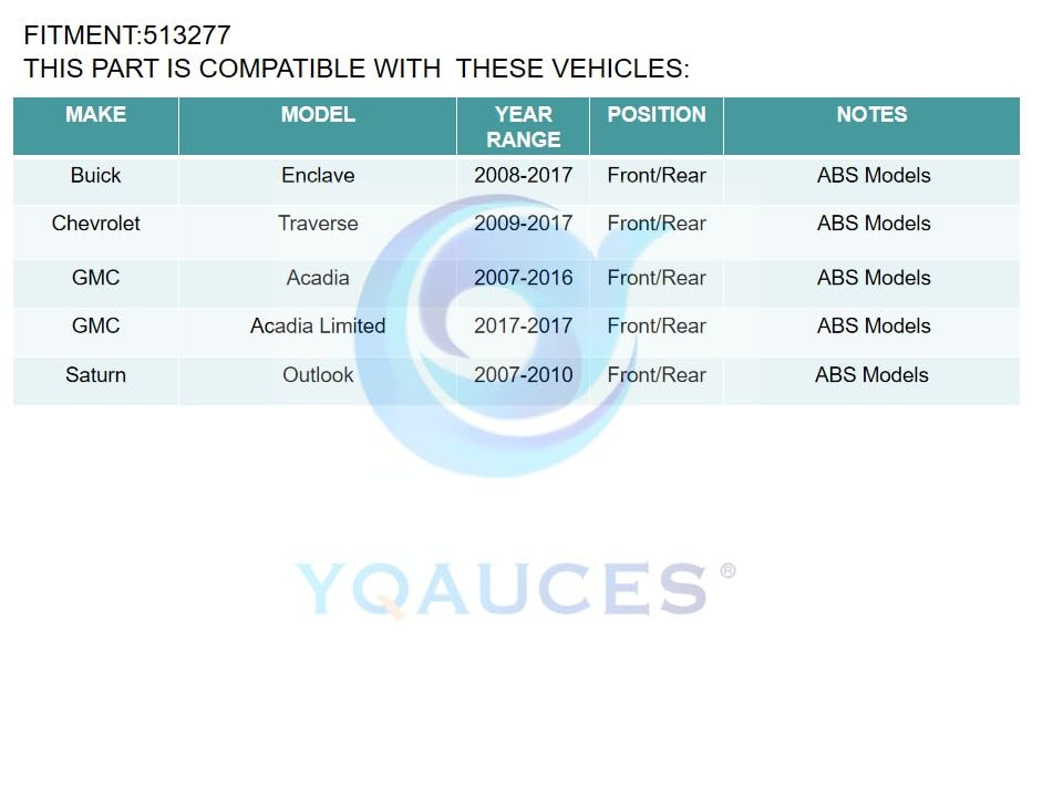 YQAUCES hub-assembly-compatibility-image confirms compatibility for listed models.