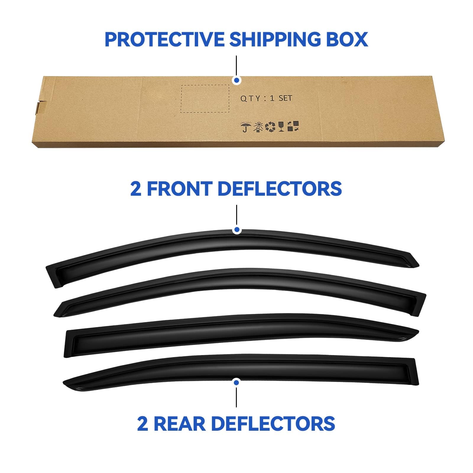 YQAUTEC four-piece tape-on guards for simple, drill-free install.