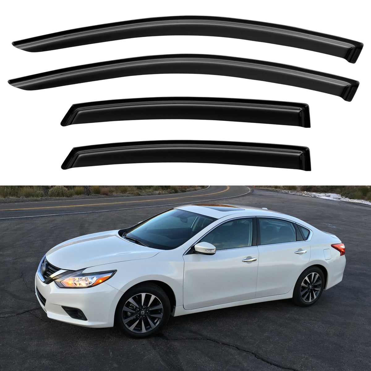 YQAUTEC Altima front-left window visor for rain protection and airflow.