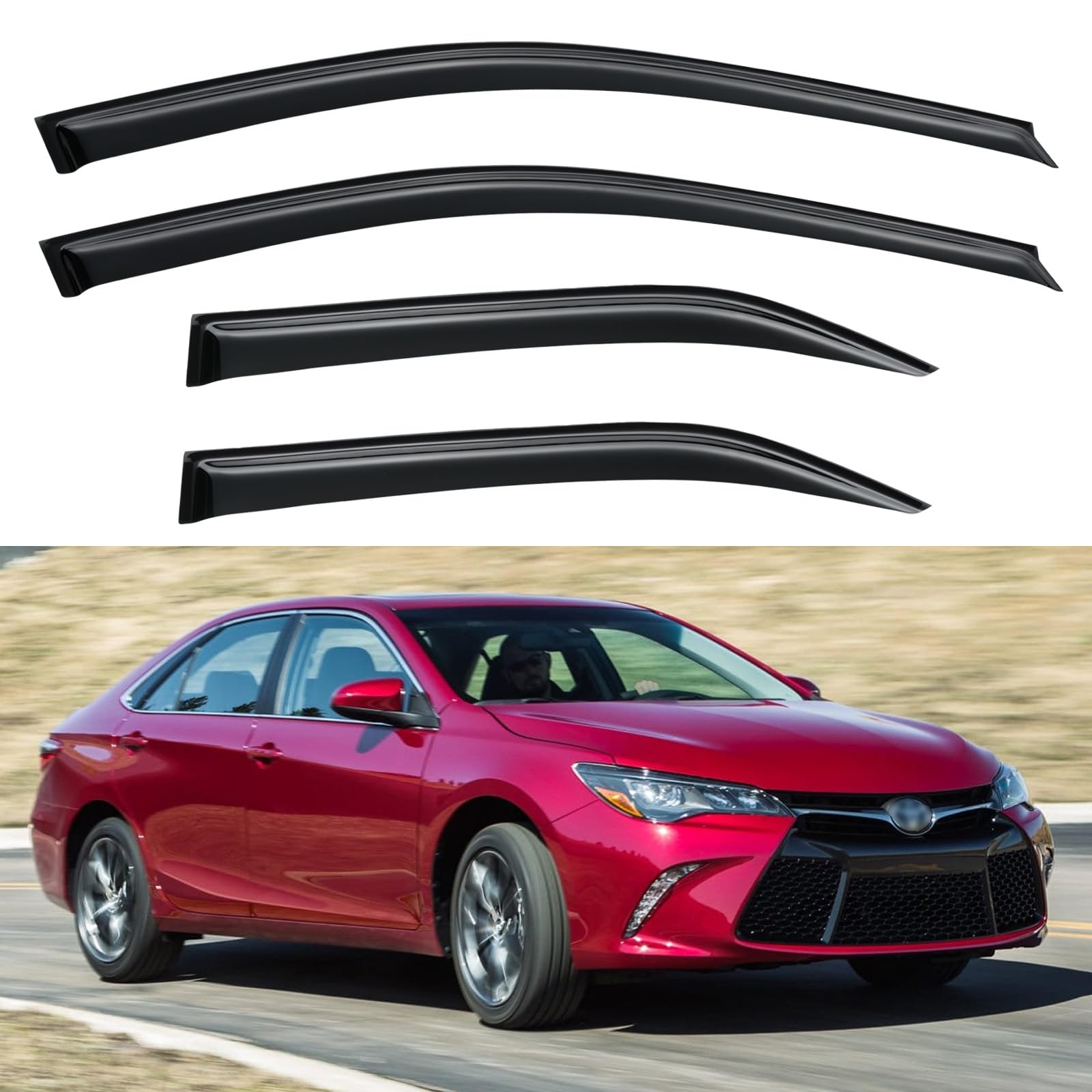 YQAUTEC Camry window visor front left shields rain while allowing fresh air