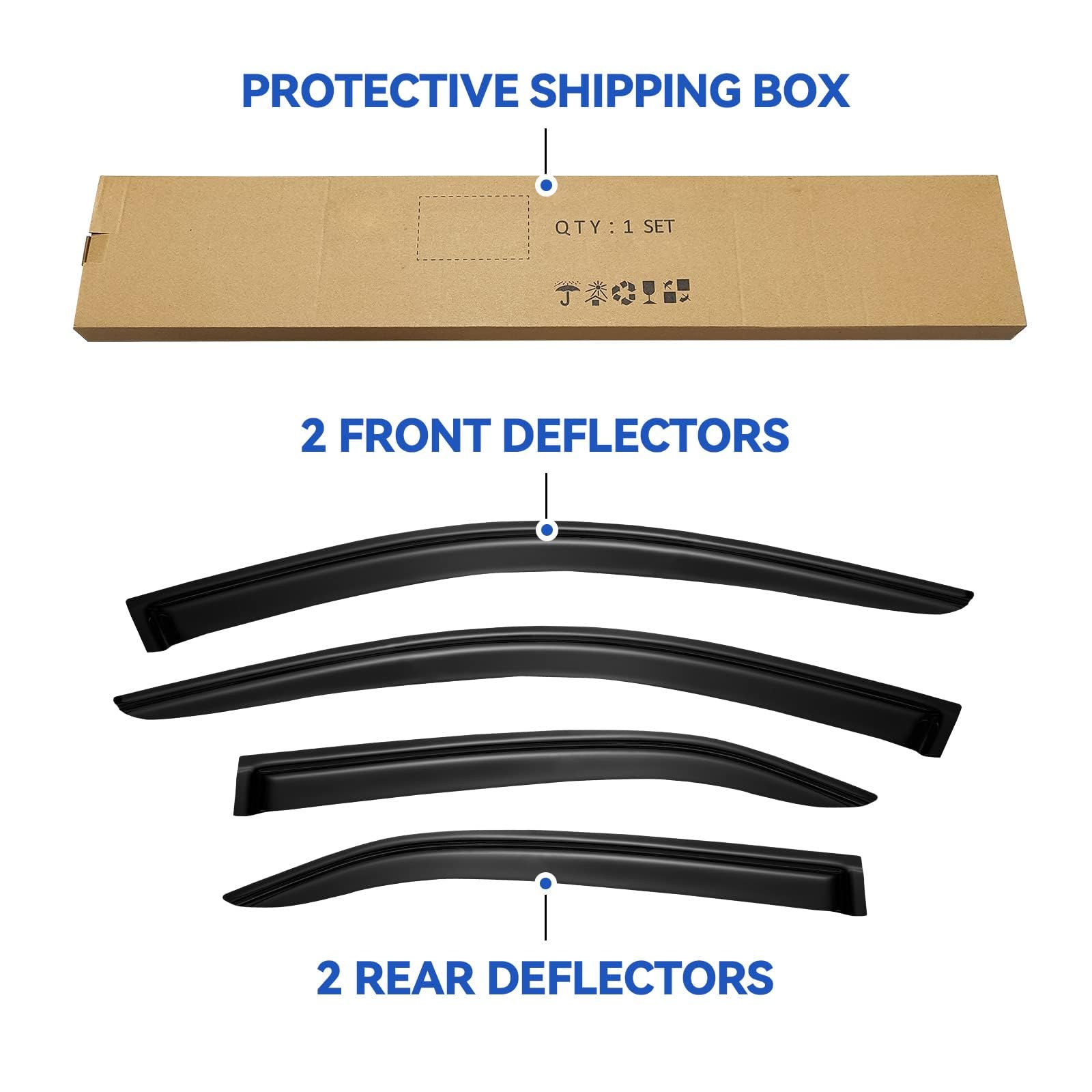 YQAUTEC Camry window visor side-view for ventilation