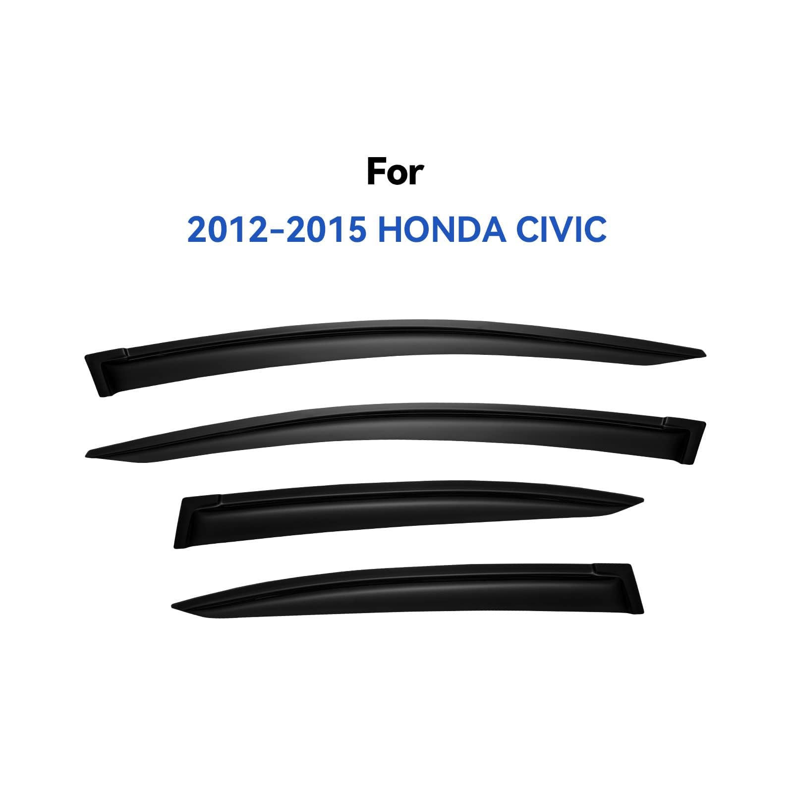 YQAUTEC Civic 2012–2015 side visor profile shows durable, UV-resistant design.