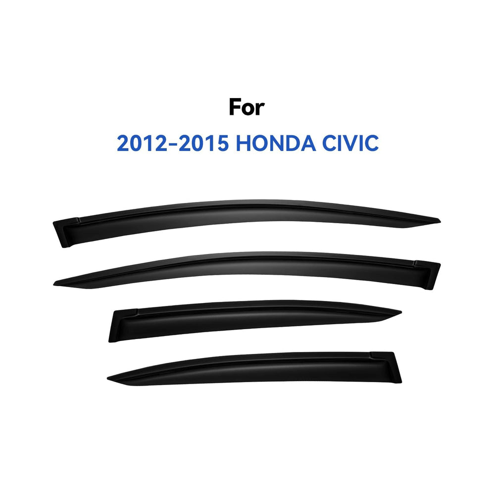 YQAUTEC Civic 2012–2015 side visor profile shows durable, UV-resistant design.
