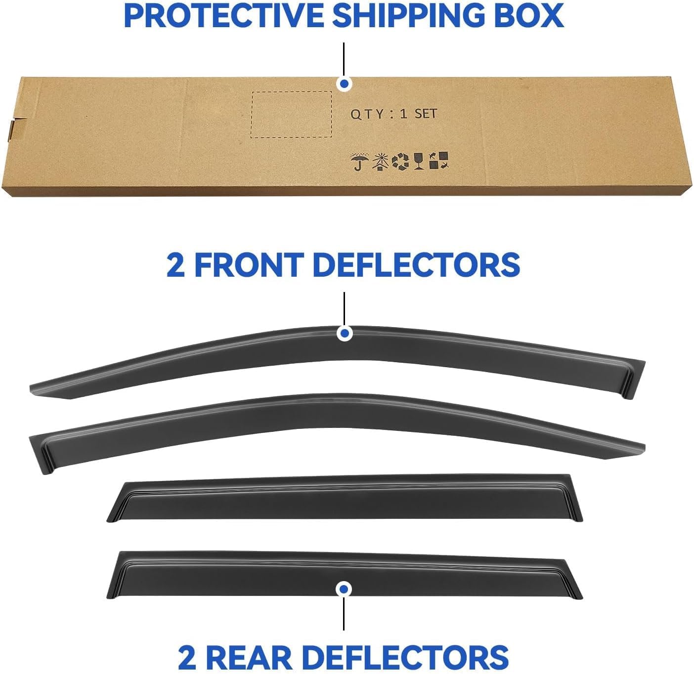 YQAUTEC Corolla Cross out-channel visor closeup showing durable material