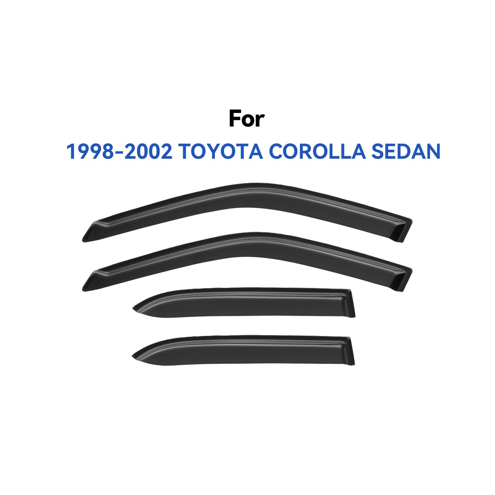 YQAUTEC Corolla rain guard side-mounted, keeps weather out and windows clear.