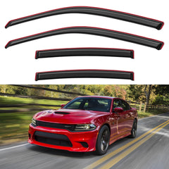 YQAUTEC Dodge Charger in-channel visors front view protects cabin from rain and sun