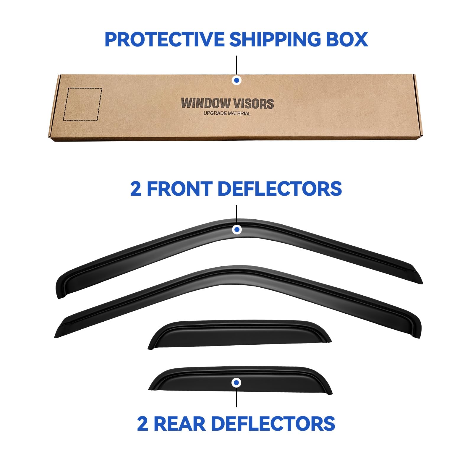 Extended cab wind deflector adds subtle styling with rain protection