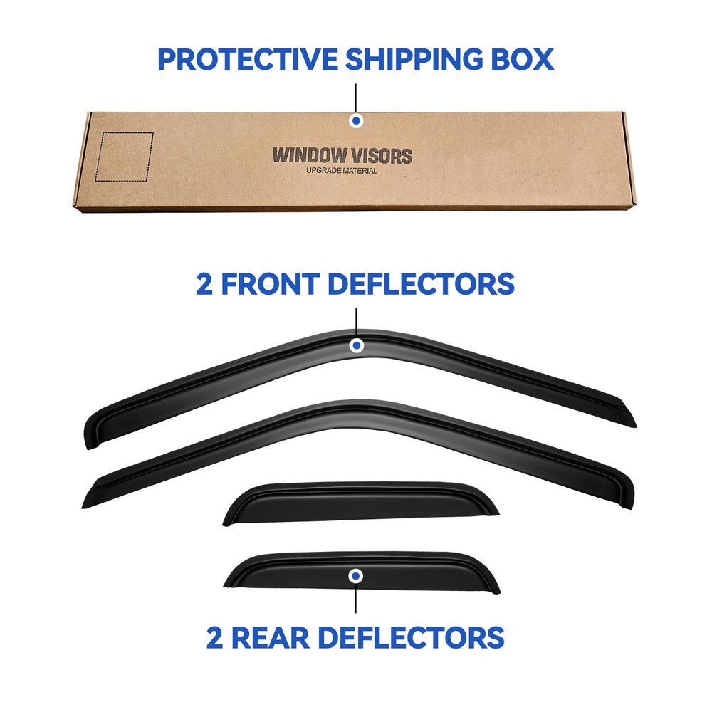 Extended cab wind deflector adds subtle styling with rain protection