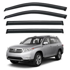 YQAUTEC Highlander rain guard front left blocks rain while driving with cracked windows