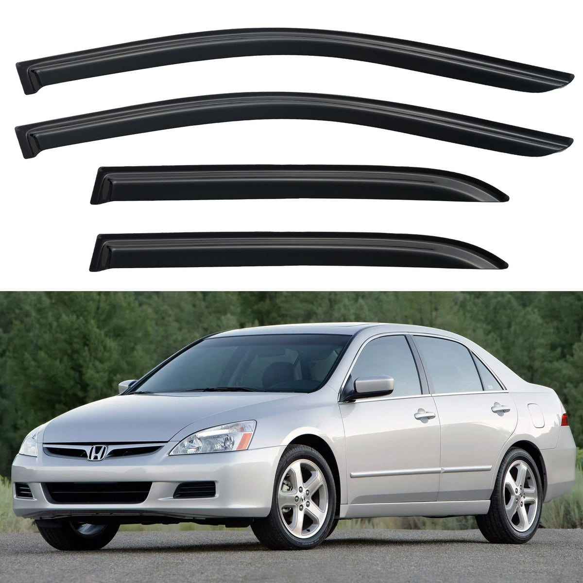 YQAUTEC Honda Accord window visors left-side view for rain protection and fresh air.