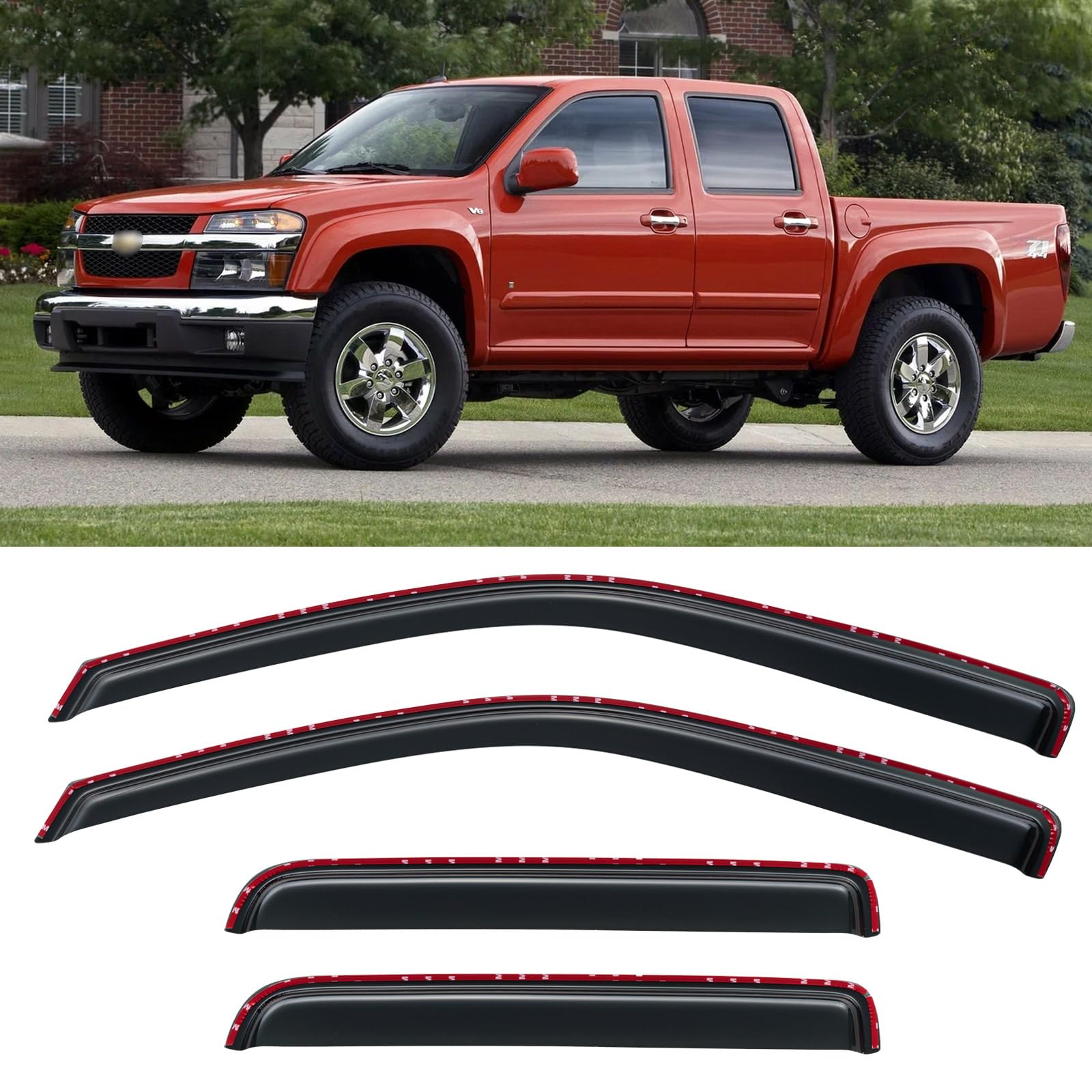 YQAUTEC in-channel visor on front-left Colorado Canyon for rain protection and airflow