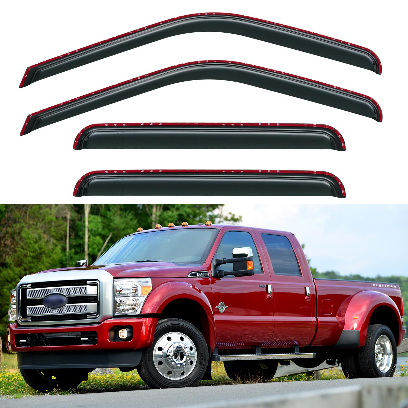YQAUTEC in-channel visors for Ford F-Series allow fresh air with rain protection