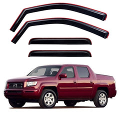 YQAUTEC in-channel window visors on a Ridgeline reduce rain intrusion while keeping airflow.