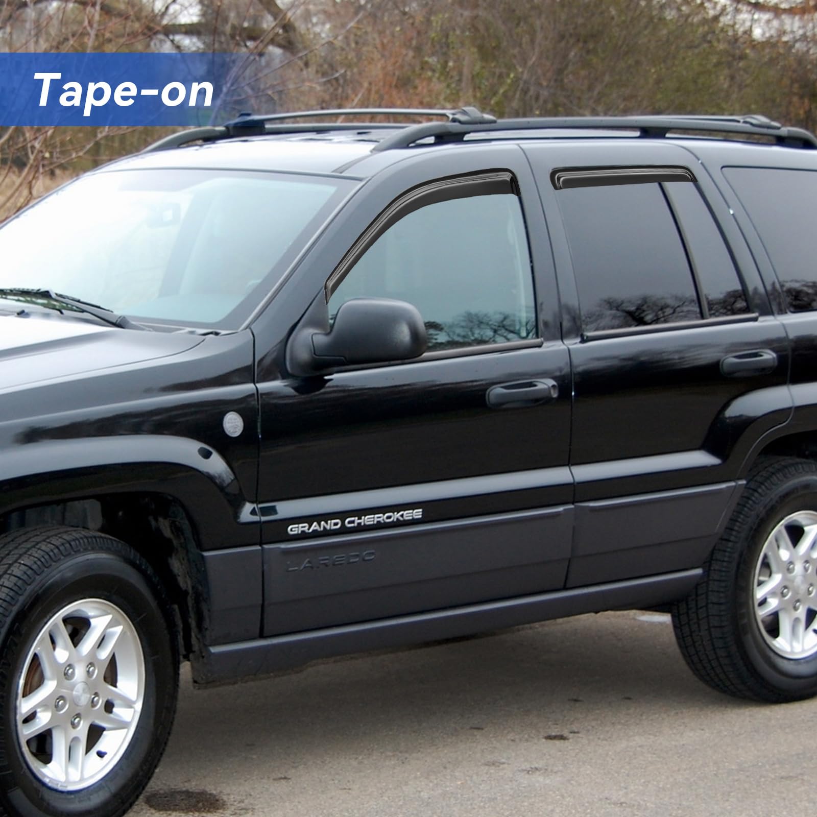 YQAUTEC Jeep Grand Cherokee rear-left window visor enhances weather protection
