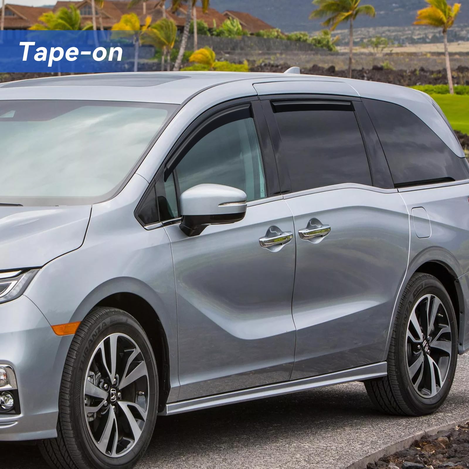 YQAUTEC Odyssey window visor tape adhesion demonstrates strong hold.