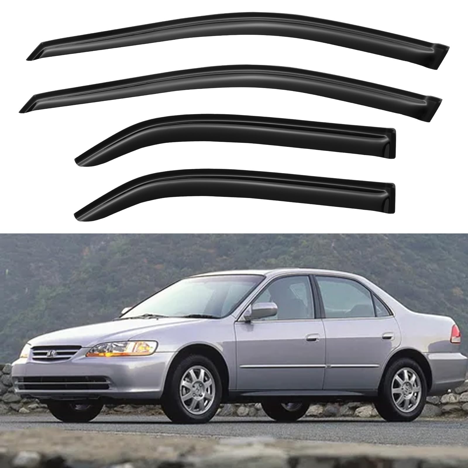 YQAUTEC out channel visor on Honda Accord front left window for rain protection