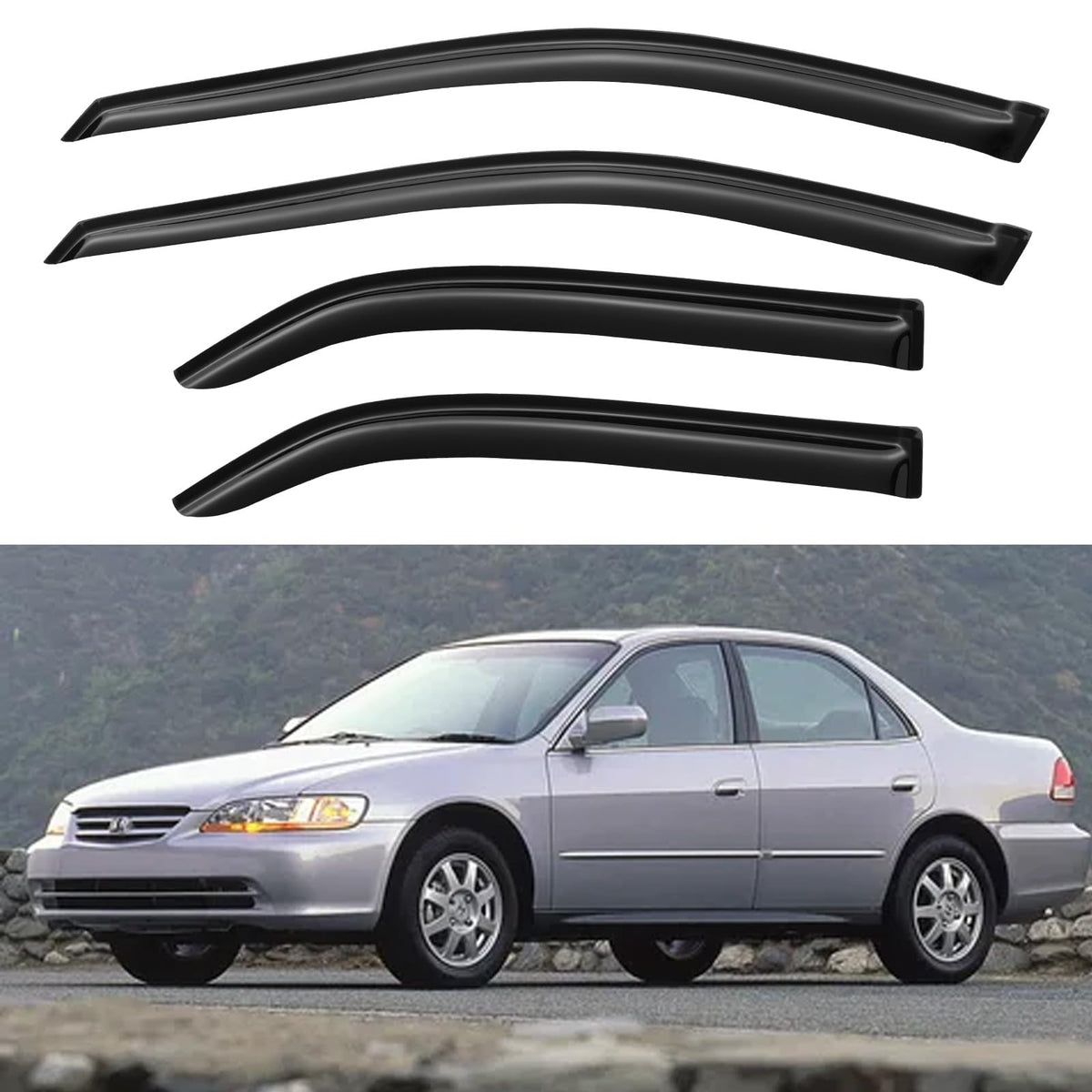 YQAUTEC out channel visor on Honda Accord front left window for rain protection