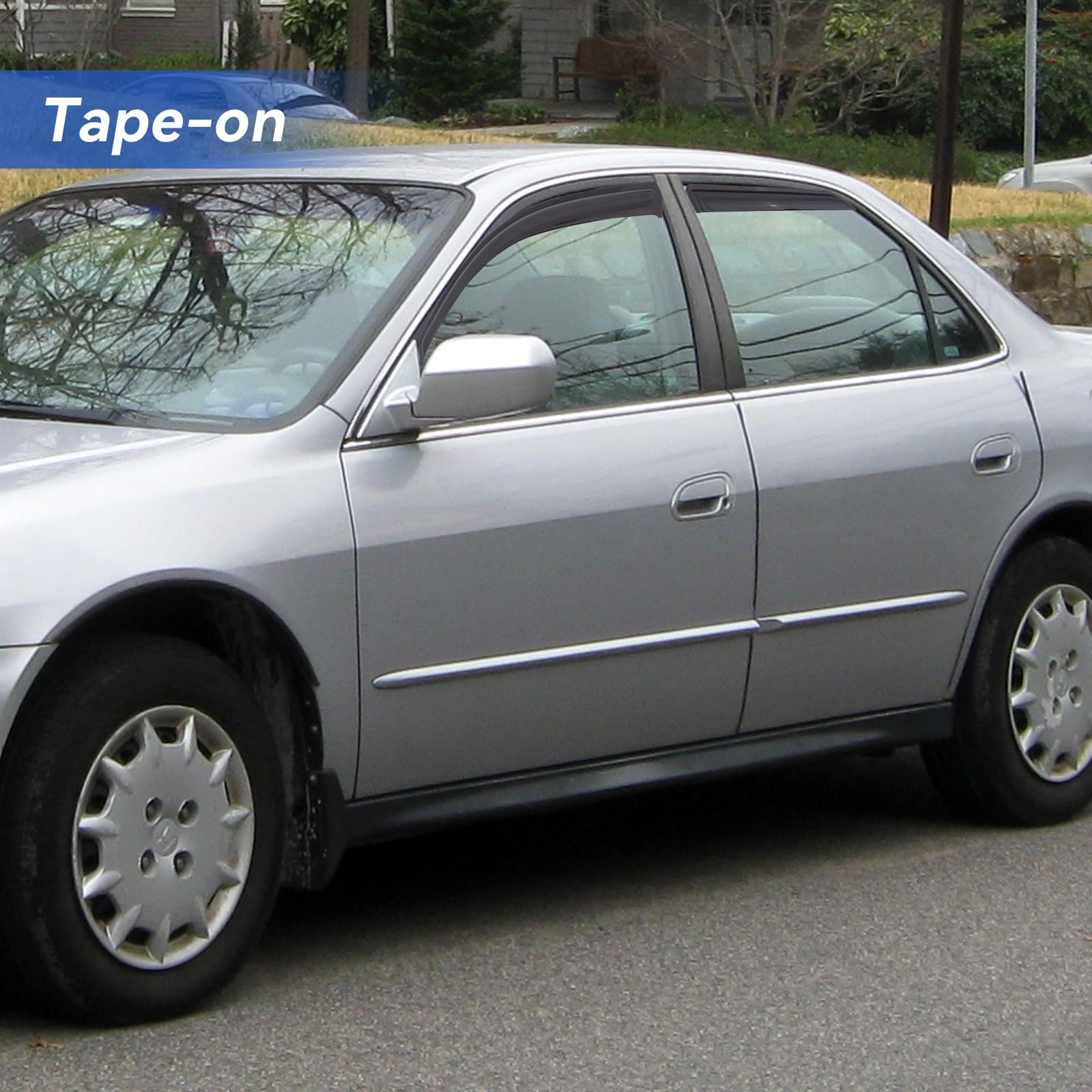 YQAUTEC out channel visor on Honda Accord rear left window for rain protection