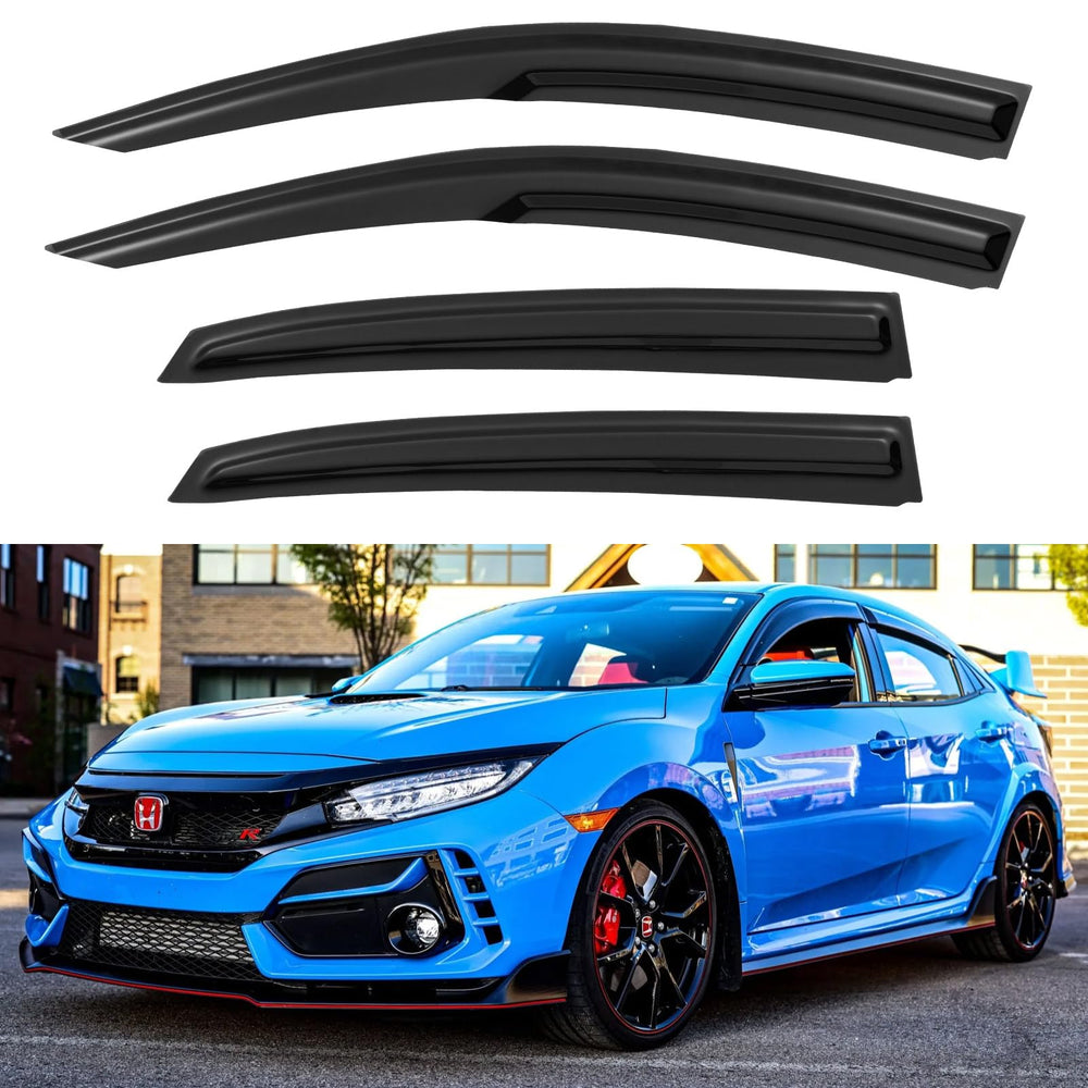 YQAUTEC window visor for Civic Hatchback shields rain while driving