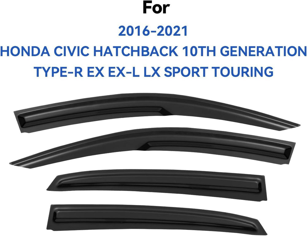 YQAUTEC out-channel visor for Civic Hatchback provides wind protection with simple install