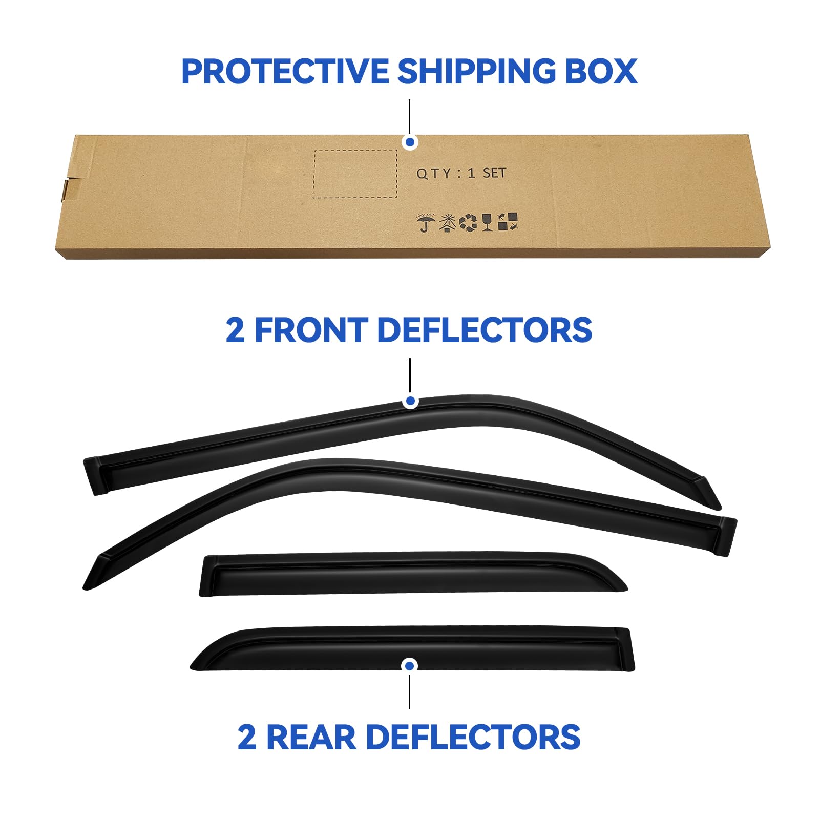 YQAUTEC visors feature 3M-grade tape for secure mounting without drilling.