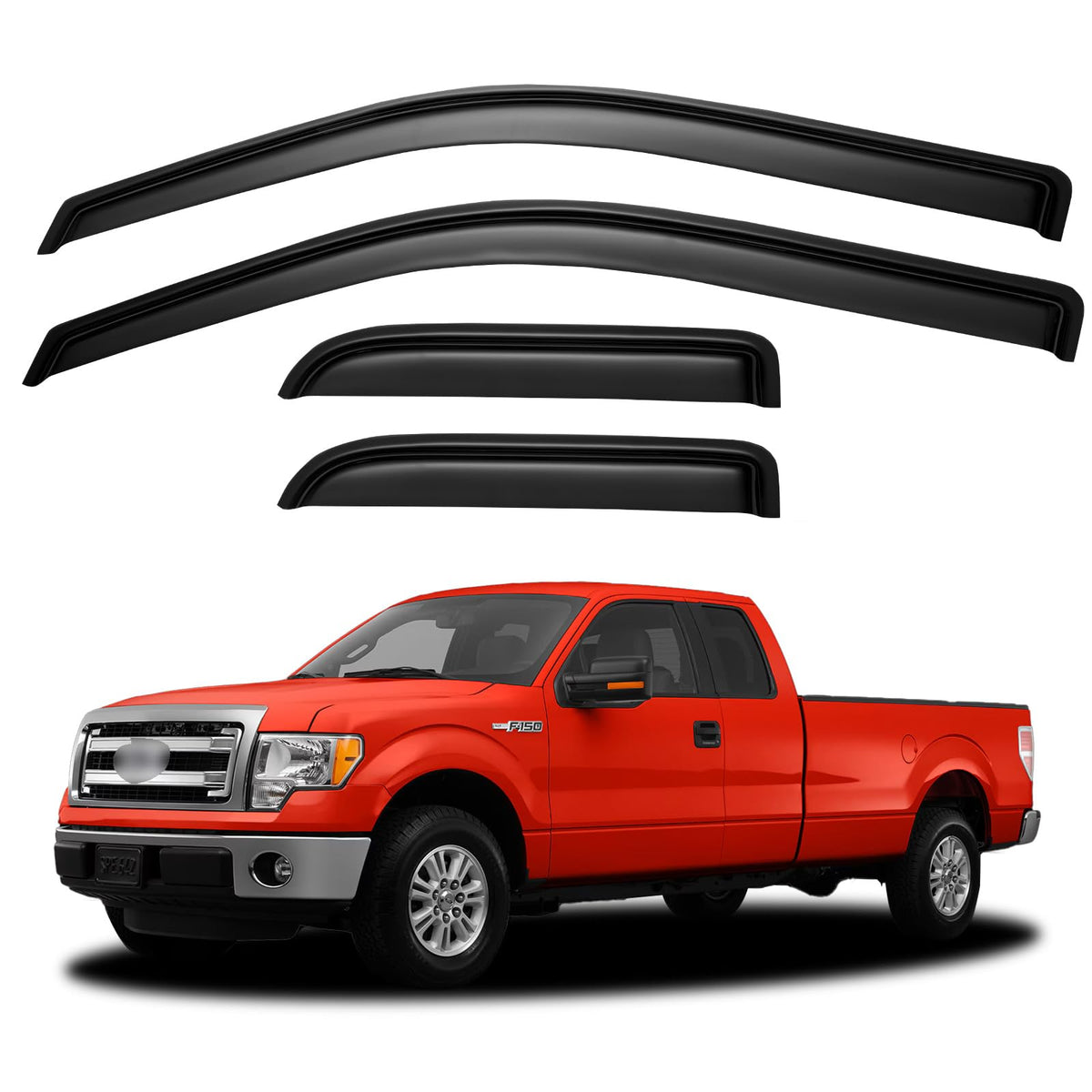 YQAUTEC window visors on Ford F-150 SuperCab deflect rain while windows stay cracked
