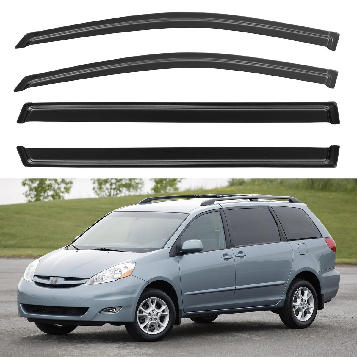 YQAUTEC window visors for Sienna 2004-2010, deflect rain while allowing airflow