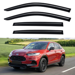 YQAUTEC window visor on Honda HR-V front left for improved airflow and rain protection.