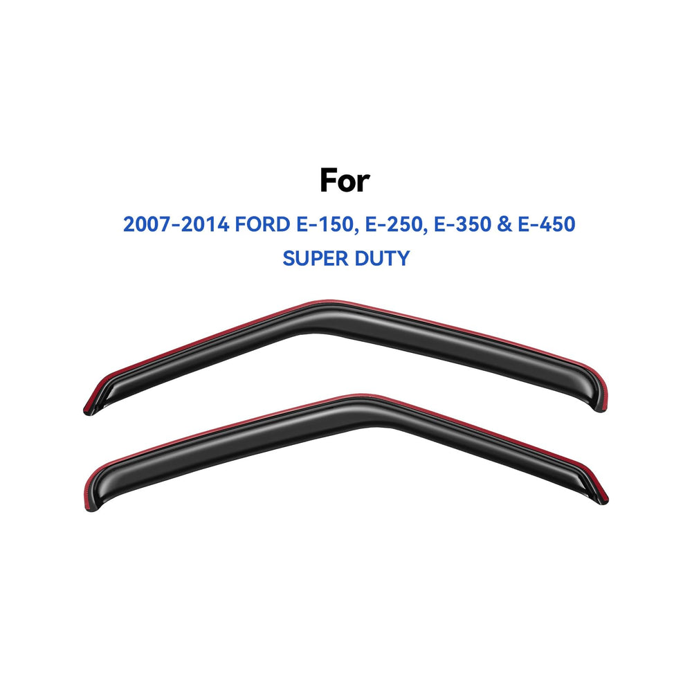 Front-left rain guard deflector from YQAUTEC for Ford E-Series enhances protection.