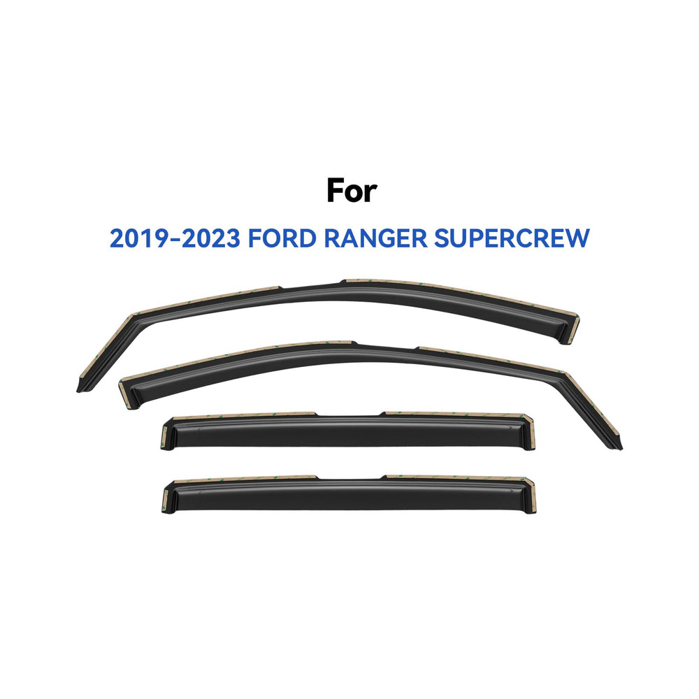 YQAUTEC rain guard deflector for 2019-2023 Ranger keeps the cab dry.