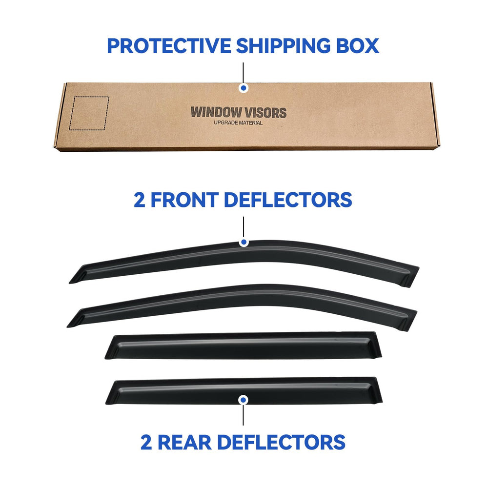 Rogue exterior visors reducing wind and rain exposure while driving.