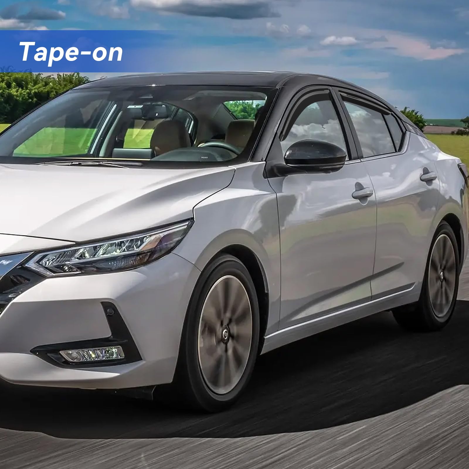 YQAUTEC Sentra rear-left visor reduces wind intrusion while venting the cabin