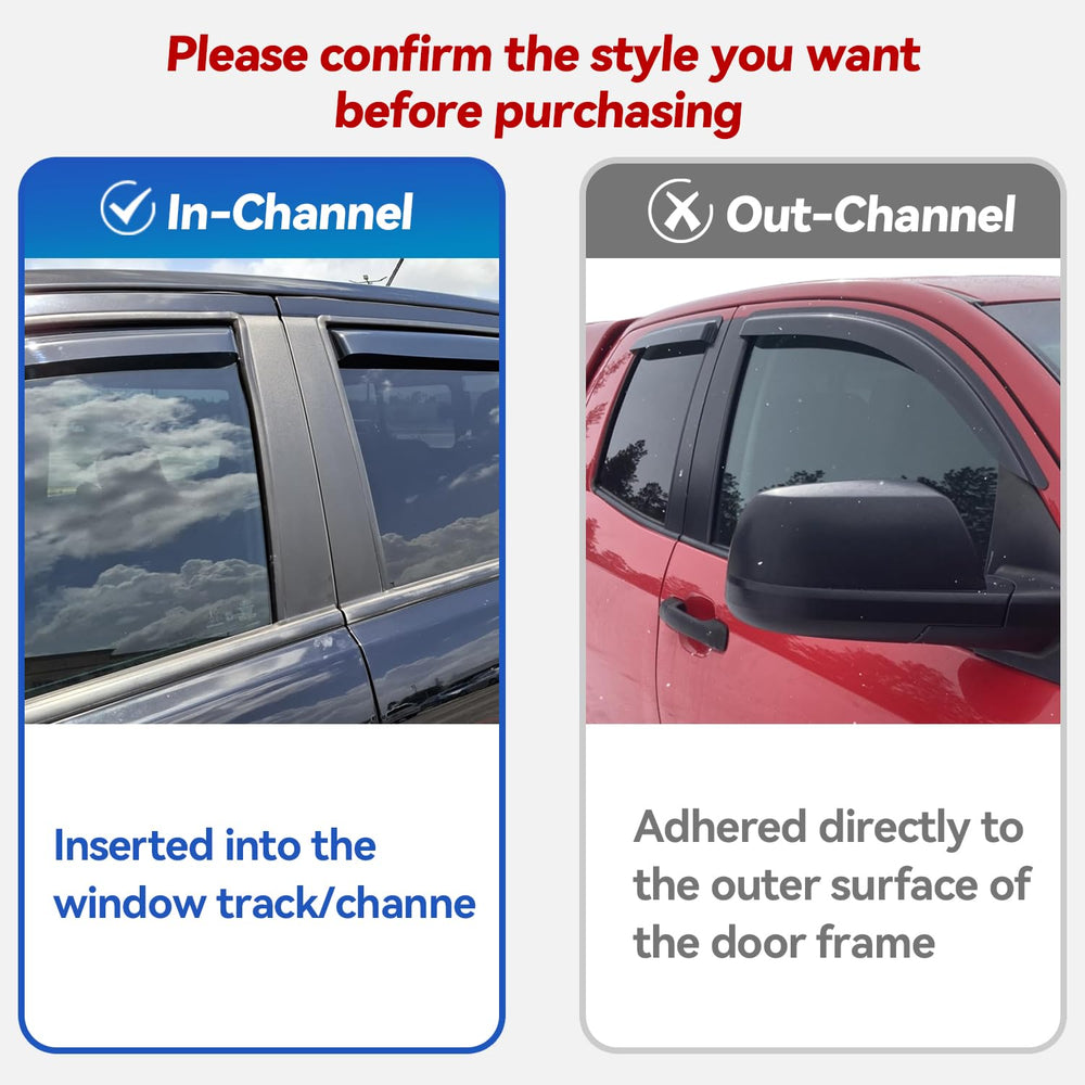 YQAUTEC Tacoma window deflectors installed to reduce wind noise and weather exposure.