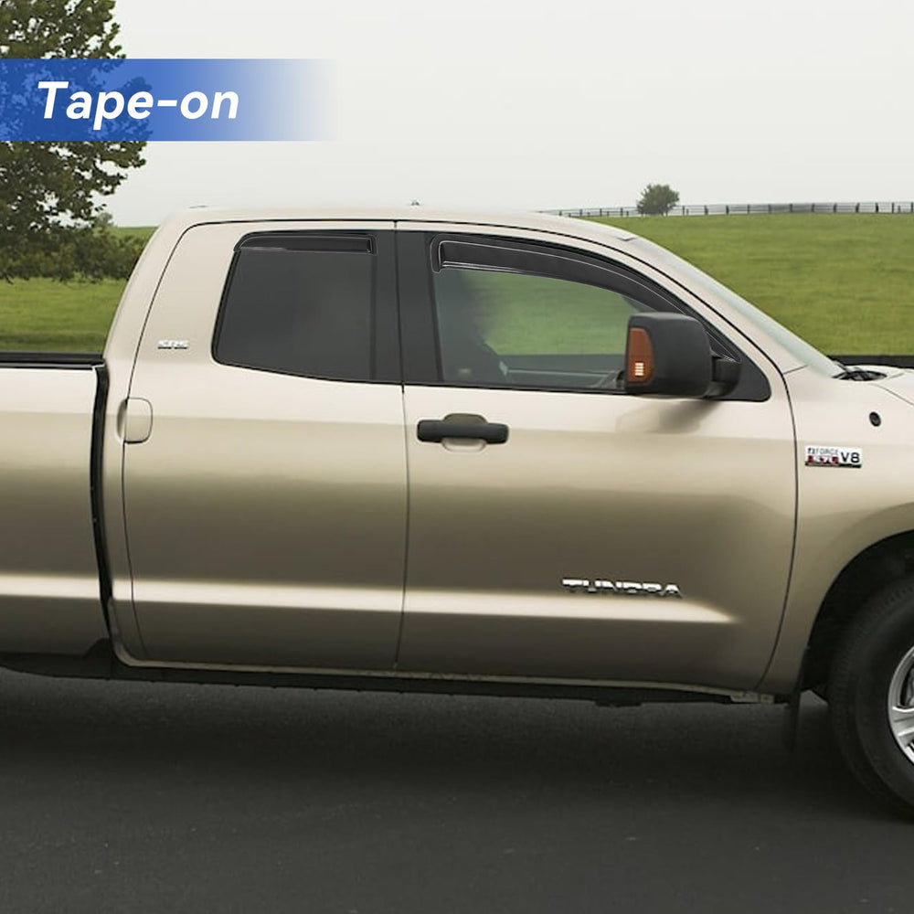 YQAUTEC visor with 3M adhesive stays securely on outside of door.