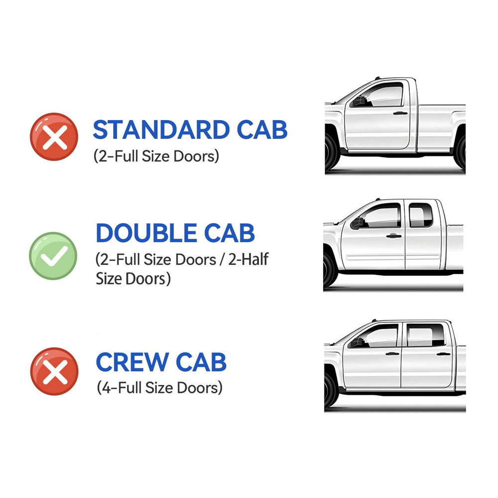 YQAUTEC rear door visors on Toyota Tundra double cab protect passengers from rain when venting.