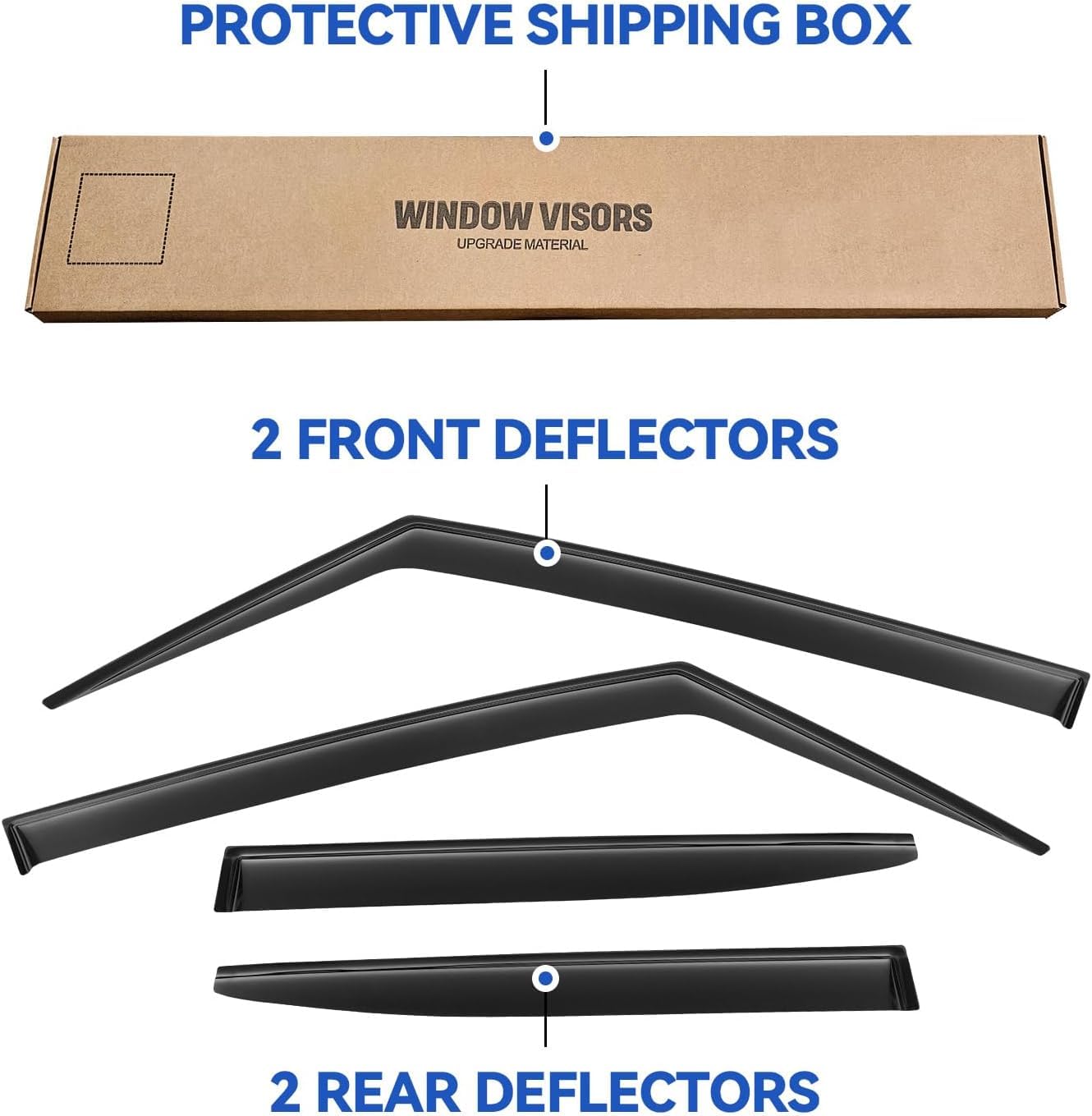YQAUTEC wind deflectors help protect interior during inclement weather.