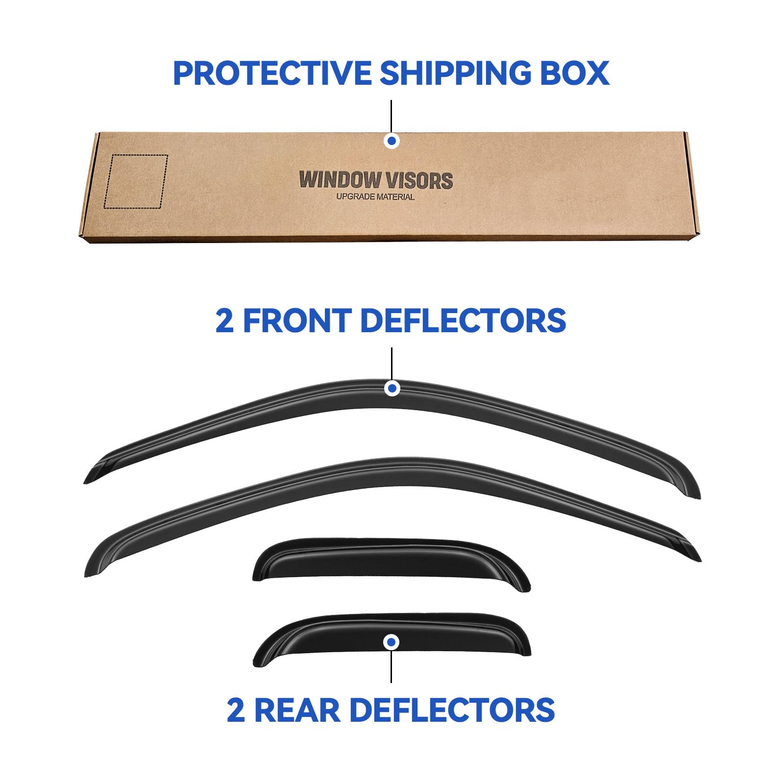 YQAUTEC window deflector close-up showing durable adhesive system.