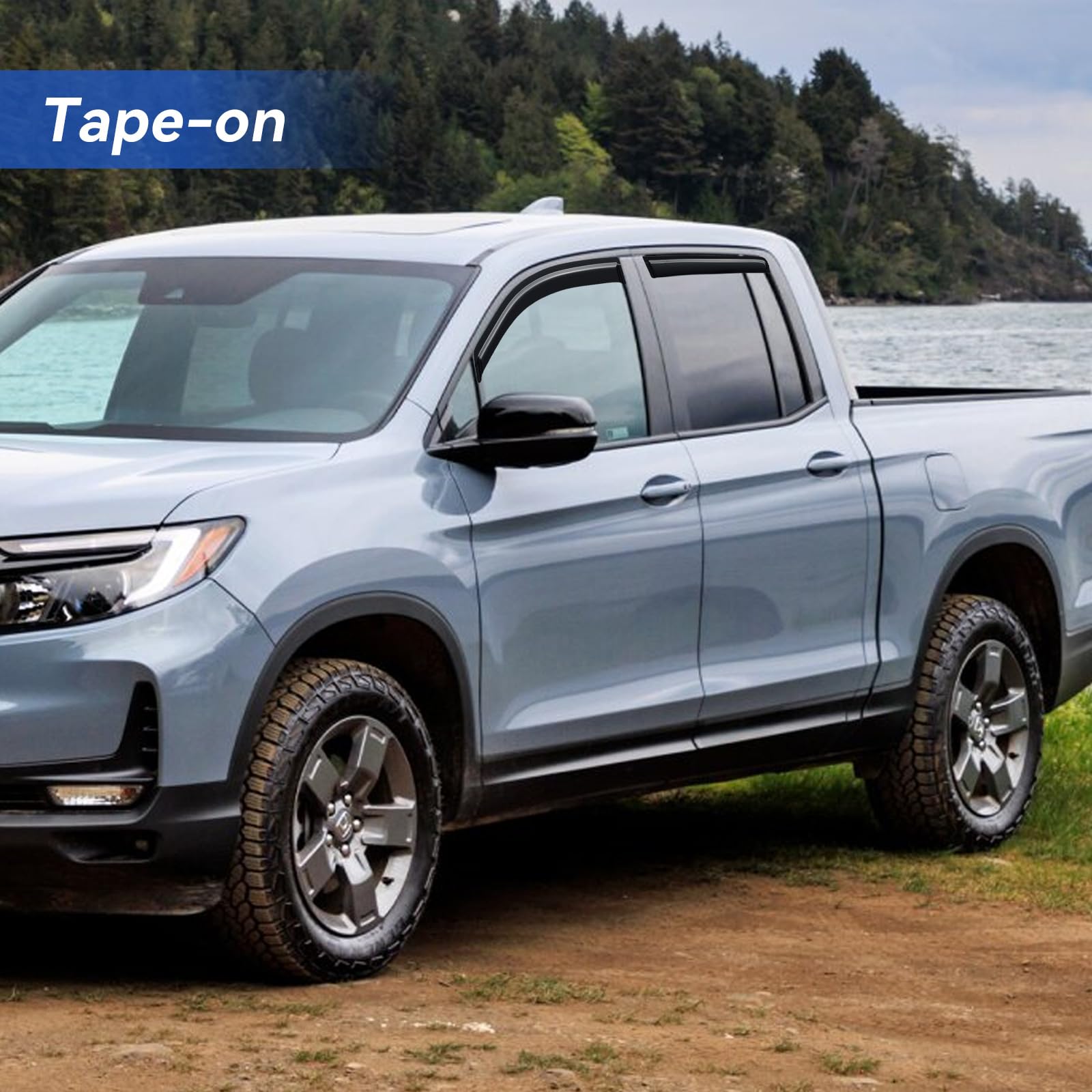 YQAUTEC Window visor outside-mount installation for Ridgeline without drilling.