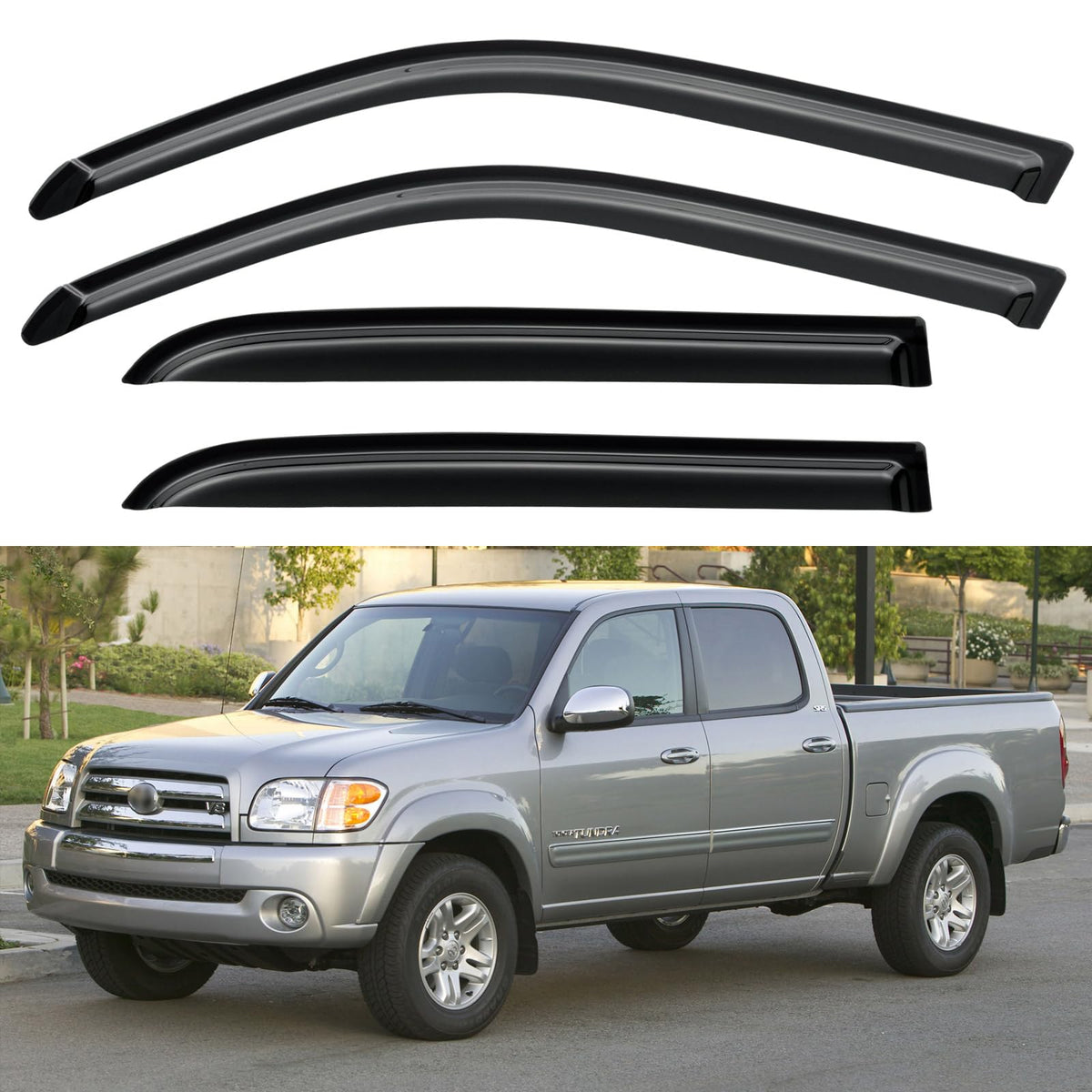 YQAUTEC window visor for Tundra DC front left with rain guard feature