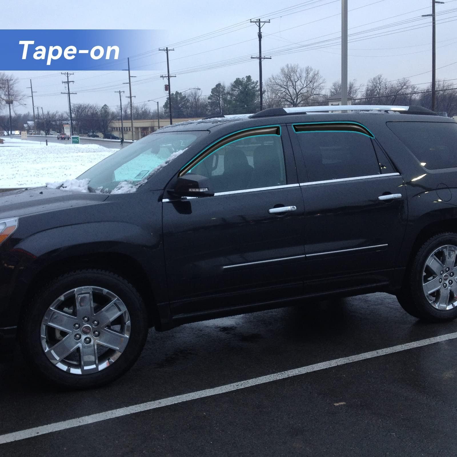 YQAUTEC GMC Acadia rear-left window visors enable airflow with rain defense.