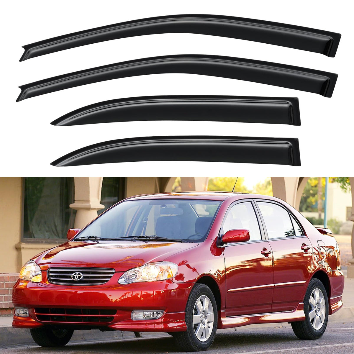 YQAUTEC window visors on Corolla 2003-2008 front left improve airflow while blocking rain