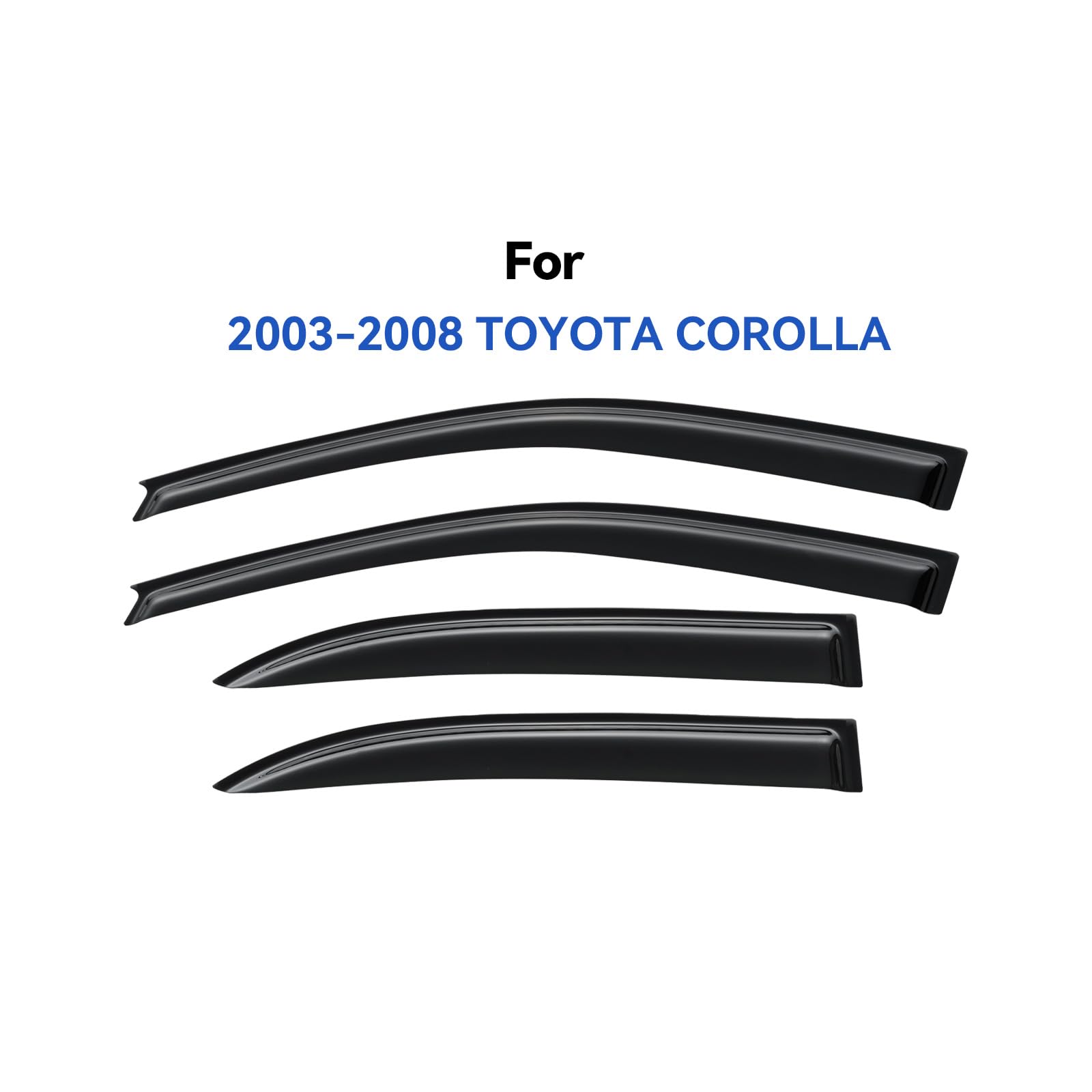 YQAUTEC window visors on Corolla 2003-2008 front right deflect wind and glare